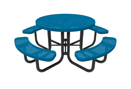 round blue picnic table