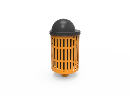 yellow metal trash can with lid