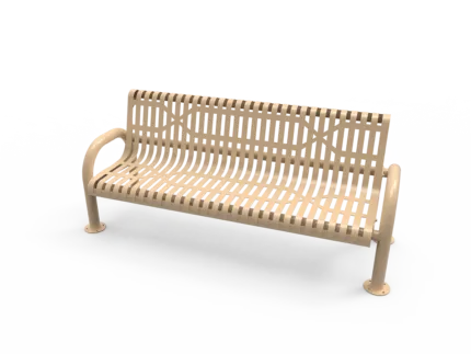 tan park bench metal