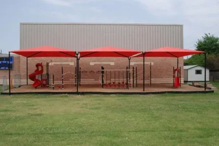shade system over red playground